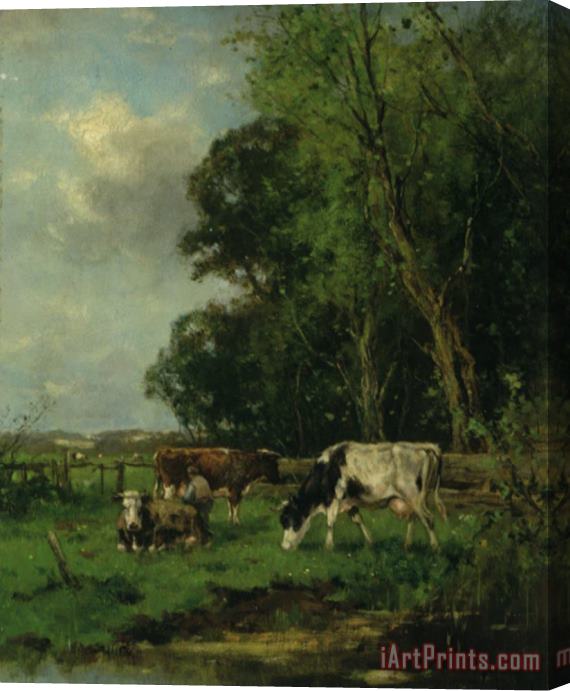 Johan Frederik Cornelis Scherrewitz Cattle by a Stream Stretched Canvas Print / Canvas Art