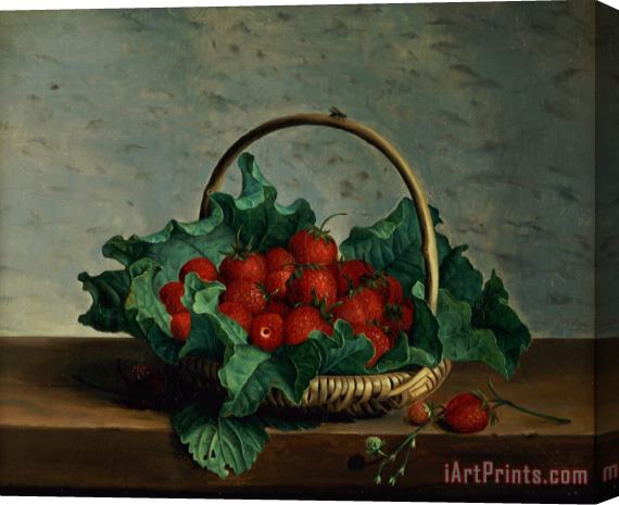 Johan Laurents Jensen  Basket of Strawberries Stretched Canvas Painting / Canvas Art