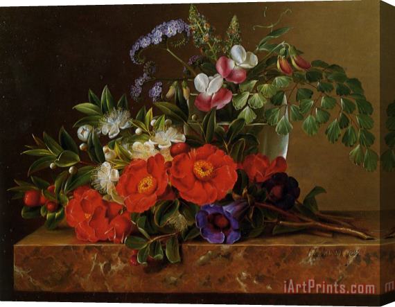 Johan Laurentz Jensen Still Life with Roses Stretched Canvas Print / Canvas Art