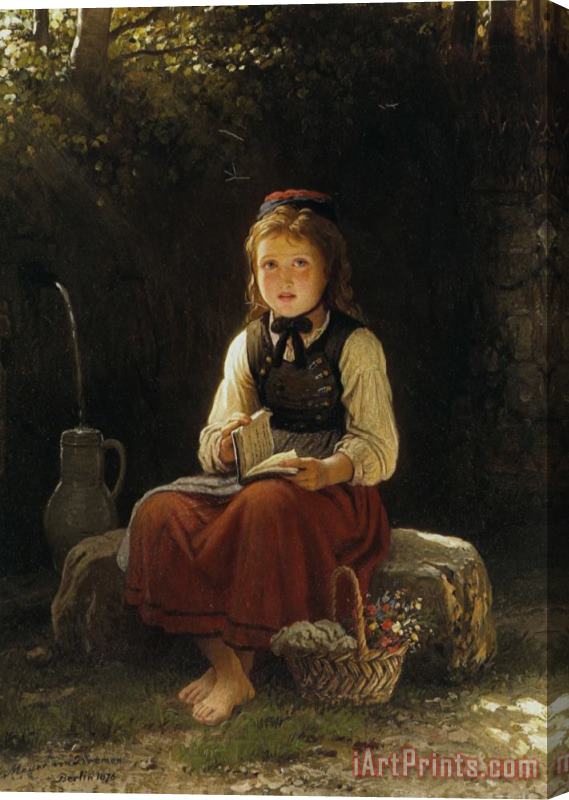 Johann Georg Meyer Von Bremen Young Girl at The Well Stretched Canvas Painting / Canvas Art
