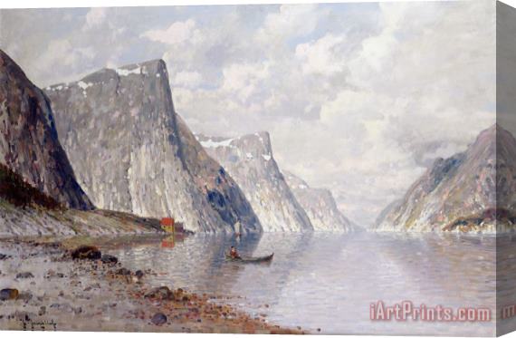 Johann II Jungblut Boating on a Norwegian Fjord Stretched Canvas Print / Canvas Art