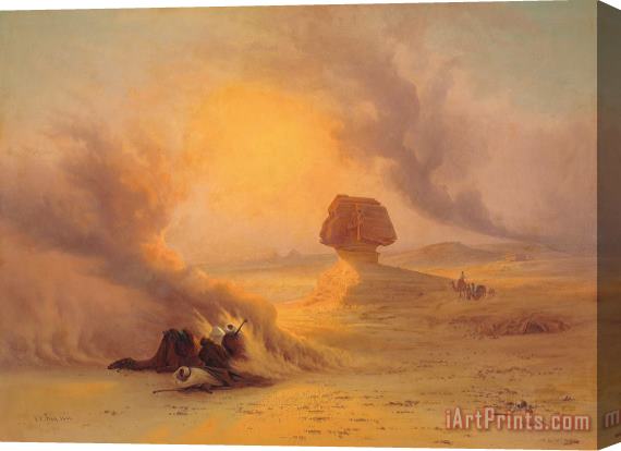 Johann Jakob Frey Caravan Caught In The Sinum Wind Near Gizah Stretched Canvas Painting / Canvas Art
