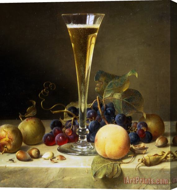 Johann Wilhelm Preyer Still Life With A Glass Of Champagne Stretched Canvas Painting / Canvas Art