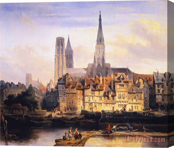 Johannes Bosboom View of The Paris Quay And The Cathedral at Rouen Stretched Canvas Print / Canvas Art