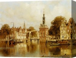 New Amsterdam: Palisades Canvas Prints - A View of Amsterdam by Johannes Christiaan Karel Klinkenberg