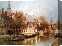 New Amsterdam: Palisades Canvas Prints - The Oude Kerk And St. Nicolaaskerk, Amsterdam by Johannes Christiaan Karel Klinkenberg