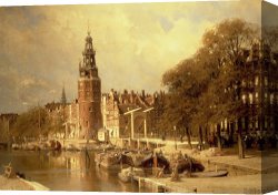New Amsterdam: Palisades Canvas Prints - View Of The Kalk Market In Amsterdam by Johannes Karel Christian Klinkenberg