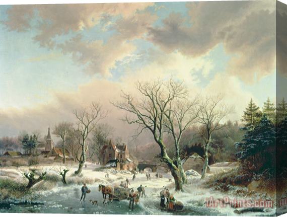 Johannes Petrus van Velzen Winter Scene Stretched Canvas Print / Canvas Art