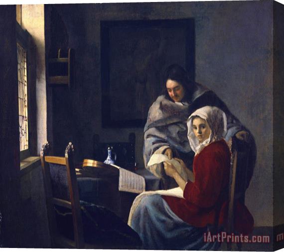Johannes Vermeer Girl Interrupted in Her Music Stretched Canvas Print / Canvas Art