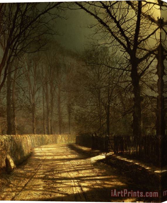 John Atkinson Grimshaw A Moonlit Lane Stretched Canvas Painting / Canvas Art