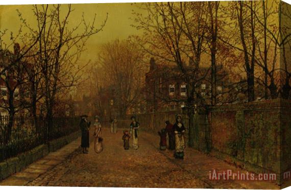 John Atkinson Grimshaw A Village Street on Sunday Eve Stretched Canvas Print / Canvas Art