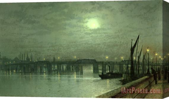 John Atkinson Grimshaw Battersea Bridge by Moonlight Stretched Canvas Painting / Canvas Art
