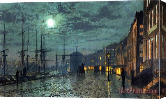 John Atkinson Grimshaw City Docks by Moonlight Stretched Canvas Painting / Canvas Art