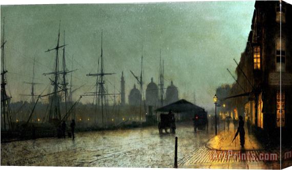 John Atkinson Grimshaw Humber Dockside Hull Stretched Canvas Print / Canvas Art