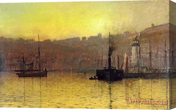 John Atkinson Grimshaw Nightfall in Scarborough Harbour Stretched Canvas Painting / Canvas Art