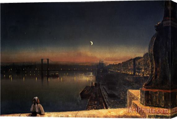 John Atkinson Grimshaw Rouen at Night From The Pont De Pierre 1878 Stretched Canvas Print / Canvas Art