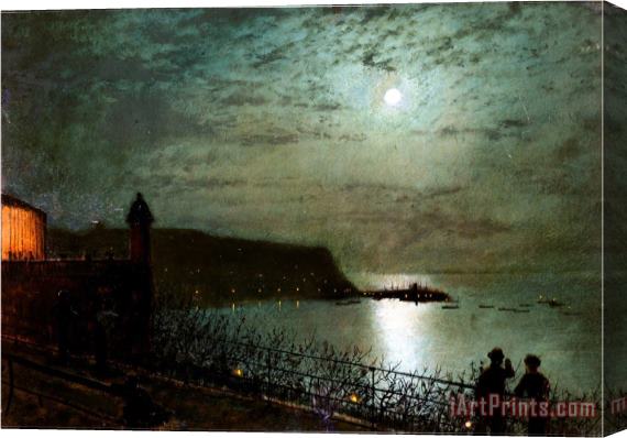 John Atkinson Grimshaw Scarborough by Moonlight From The Steps of The Grand Hotel Stretched Canvas Print / Canvas Art