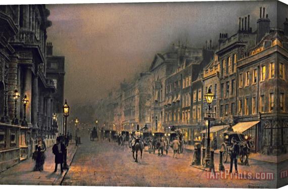 John Atkinson Grimshaw St James's Street Stretched Canvas Print / Canvas Art
