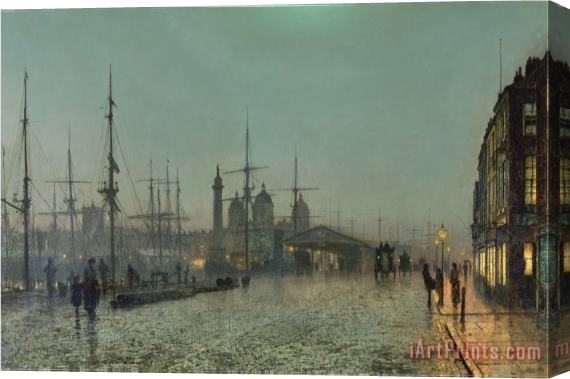 John Atkinson Grimshaw The Hull Docks by Night Stretched Canvas Print / Canvas Art