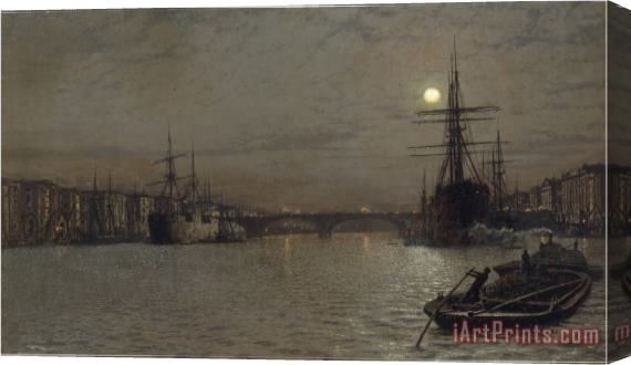 John Atkinson Grimshaw The Pool And London Bridge at Night 1884 Stretched Canvas Print / Canvas Art