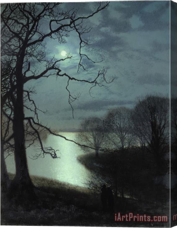 John Atkinson Grimshaw Watching a Moonlit Lake Stretched Canvas Print / Canvas Art