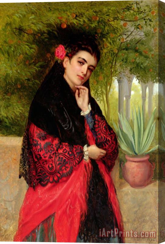 John-Bagnold Burgess A Spanish Beauty Stretched Canvas Painting / Canvas Art