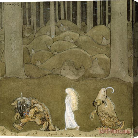 John Bauer The Princess And The Trolls Stretched Canvas Print / Canvas Art