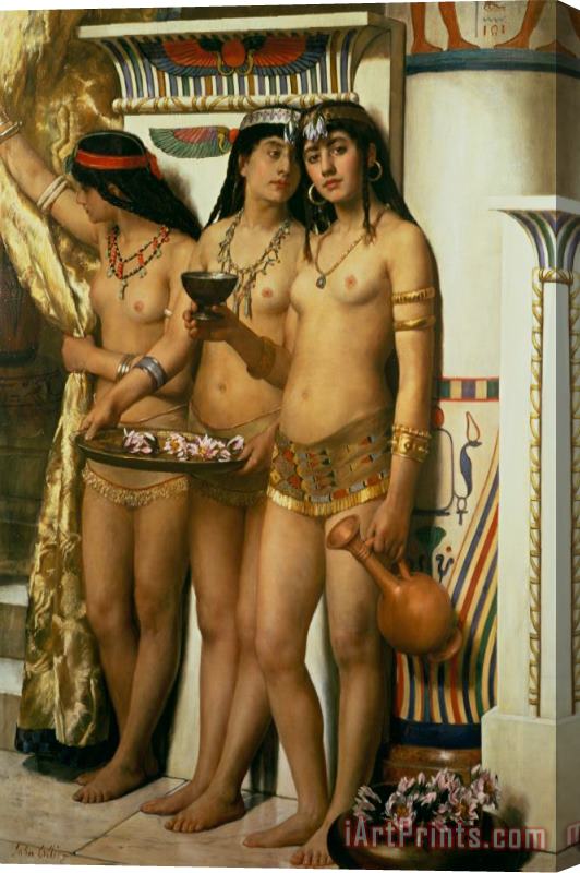 John Collier The Handmaidens of Pharaoh Stretched Canvas Print / Canvas Art