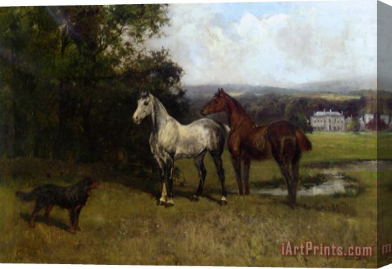 John Emms The Colonels Horses And Collie Stretched Canvas Print / Canvas Art