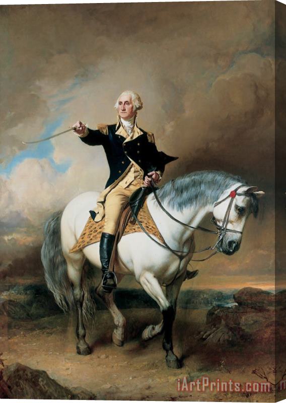 John Faed Portrait Of George Washington Taking The Salute At Trenton Stretched Canvas Painting / Canvas Art