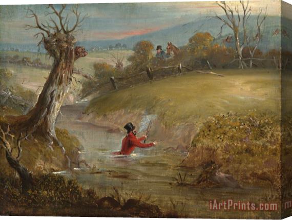 John Ferneley Count Sandor's Hunting Exploits in Leicestershire: No. 4: The Count in a Brook Up to His Waist in Water And Mud Stretched Canvas Painting / Canvas Art