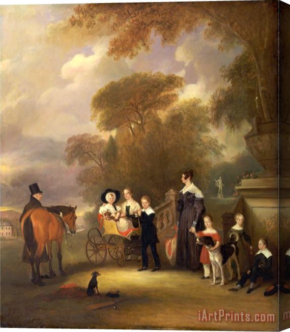 John Ferneley The Rev. And Mrs. Henry Palmer with Their Six Younger Children at Withcote Hall, Near Oakham, Leices Stretched Canvas Print / Canvas Art