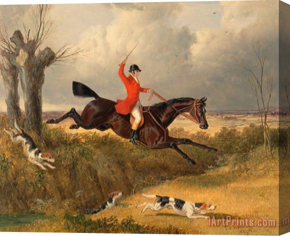 John Frederick Herring Foxhunting Clearing a Ditch Stretched Canvas Print / Canvas Art