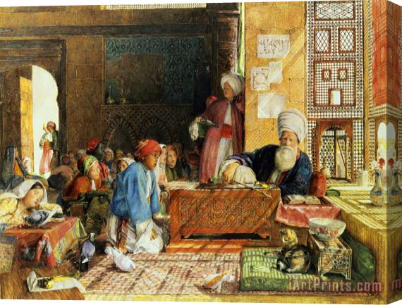 John Frederick Lewis Interior of a School - Cairo Stretched Canvas Painting / Canvas Art