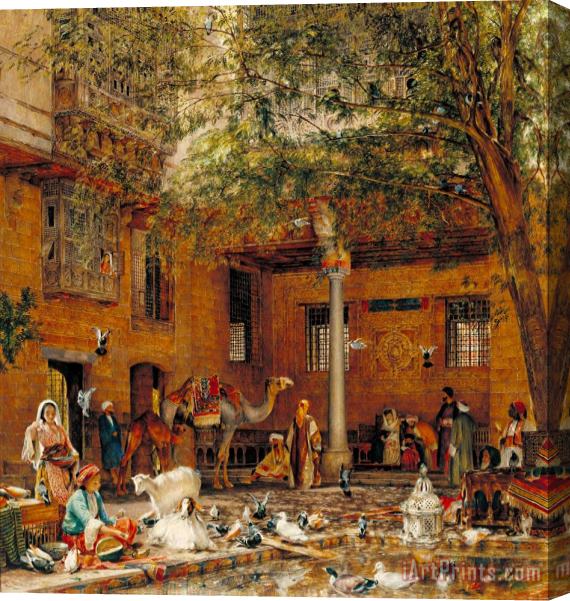John Frederick Lewis Study for 'the Courtyard of The Coptic Patriarch's House in Cairo' Stretched Canvas Painting / Canvas Art