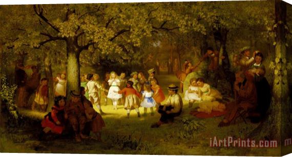 John George Brown Picnic Party in The Woods Stretched Canvas Painting / Canvas Art