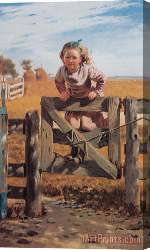 John George Brown Swinging on a Gate, Southampton, Long Island Stretched Canvas Painting / Canvas Art