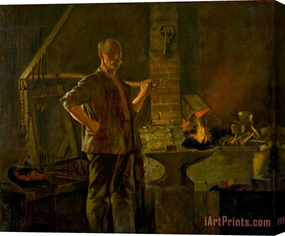 John George Brown The Village Blacksmith Stretched Canvas Print / Canvas Art