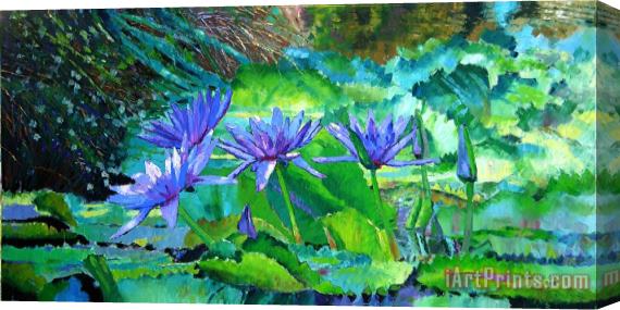 John Lautermilch Harmony of Purple and Green Stretched Canvas Painting / Canvas Art
