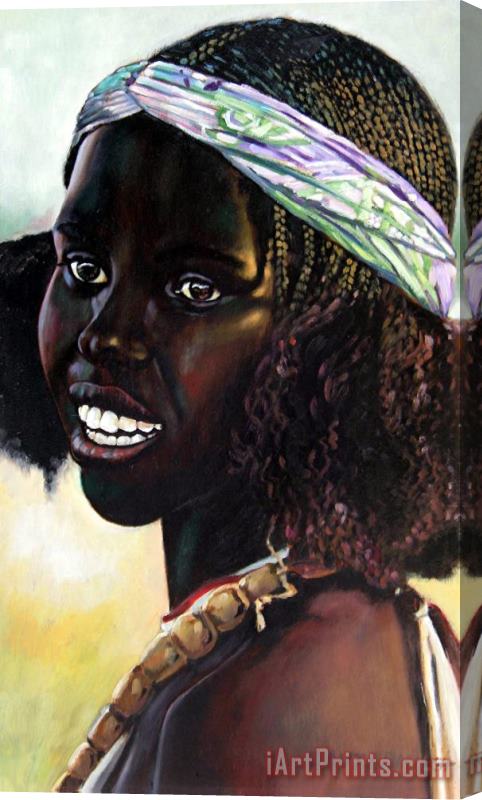 John Lautermilch Young Black African Girl Stretched Canvas Print / Canvas Art