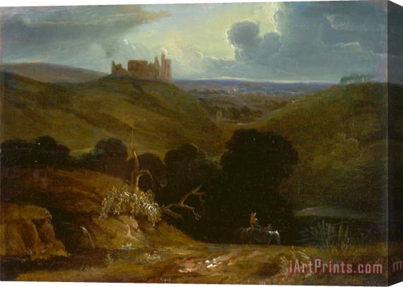 John Martin Landscape with a Castle Stretched Canvas Print / Canvas Art