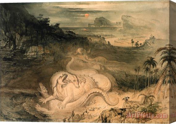 John Martin The Country of The Iguanodon Stretched Canvas Print / Canvas Art
