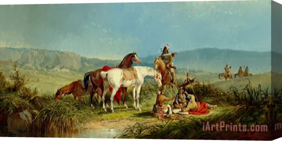 John Mix Stanley Indians Playing Cards Stretched Canvas Painting / Canvas Art