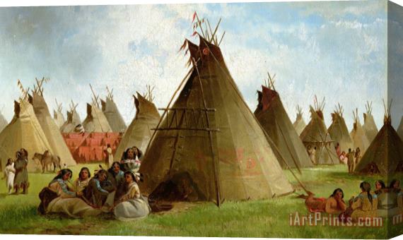 John Mix Stanley Prairie Indian Encampment Stretched Canvas Print / Canvas Art