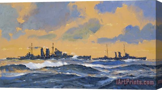 John S Smith The British cruisers HMS Exeter and HMS York Stretched Canvas Print / Canvas Art