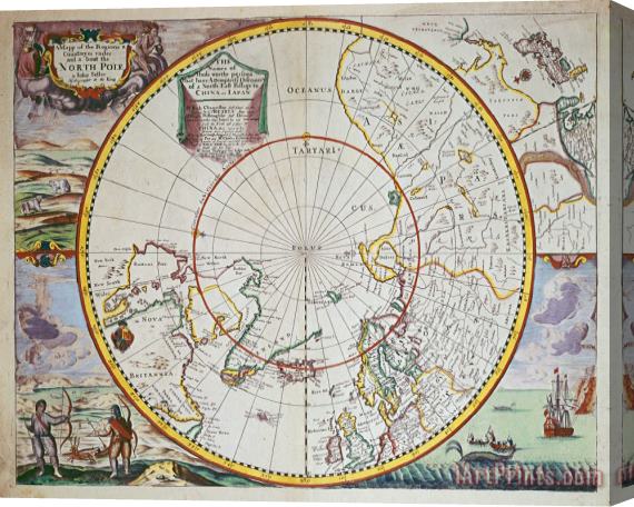 John Seller A Map of the North Pole Stretched Canvas Print / Canvas Art