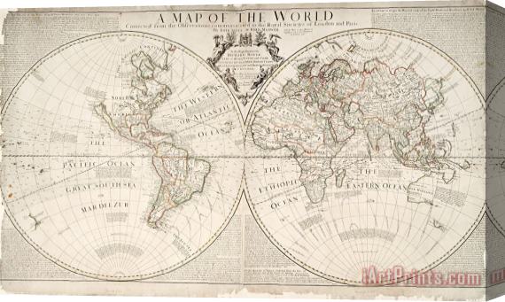 John Senex A Map of the World Stretched Canvas Print / Canvas Art