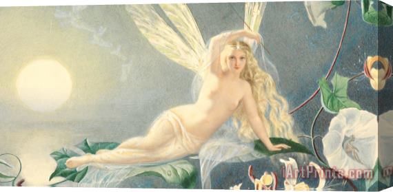 John Simmons Fairy Resting On A Leaf Stretched Canvas Print / Canvas Art