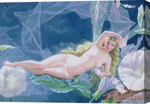 John Simmons Titania Lying On A Leaf Stretched Canvas Painting / Canvas Art