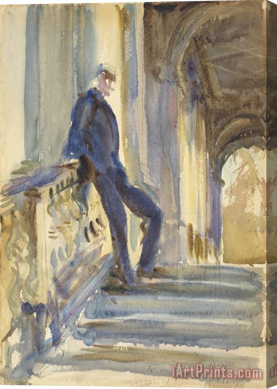 John Singer Sargent Sir Neville Wilkenson on The Steps of a Venetian Palazzo Stretched Canvas Painting / Canvas Art